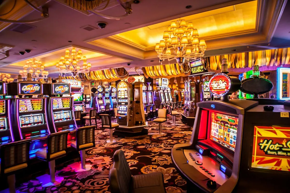 Colourful slot machines on a gaming floor